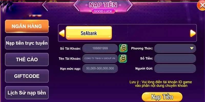 TRANG CHỦ 43 Các giao dịch nạp tiền