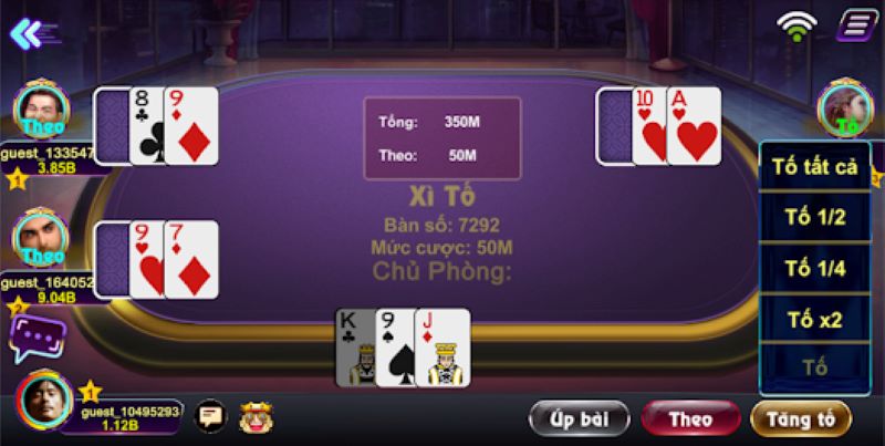 Các lựa chọn trong khi chơi game bài Xì Tố  